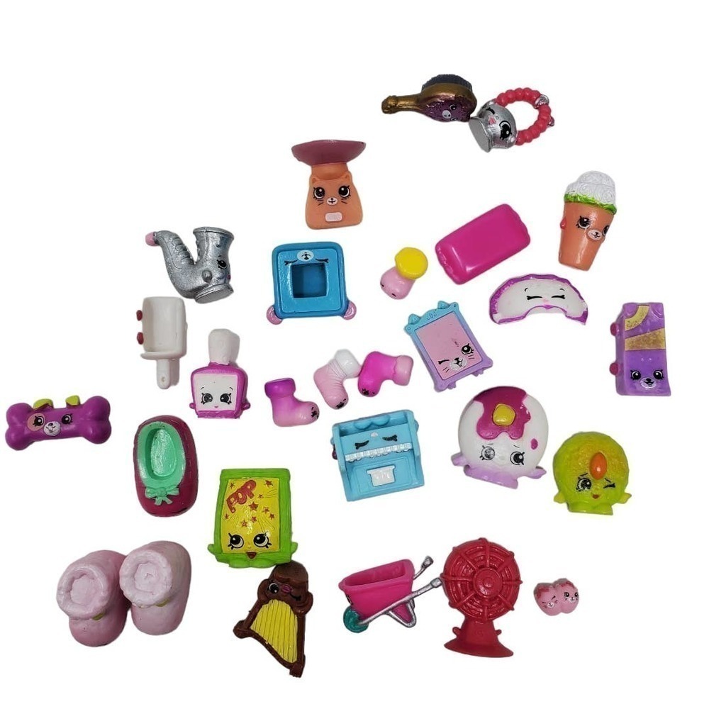 Shopkins Various Pieces Lot of 28 Pancake Dog Bone Shoes Plastic Toys